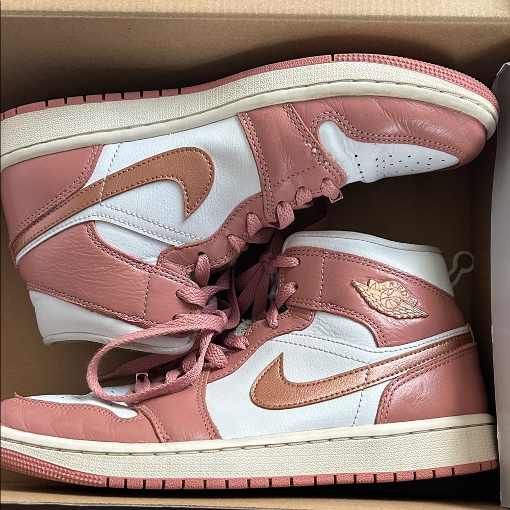 Jordan Women's Pink and White Sneakers